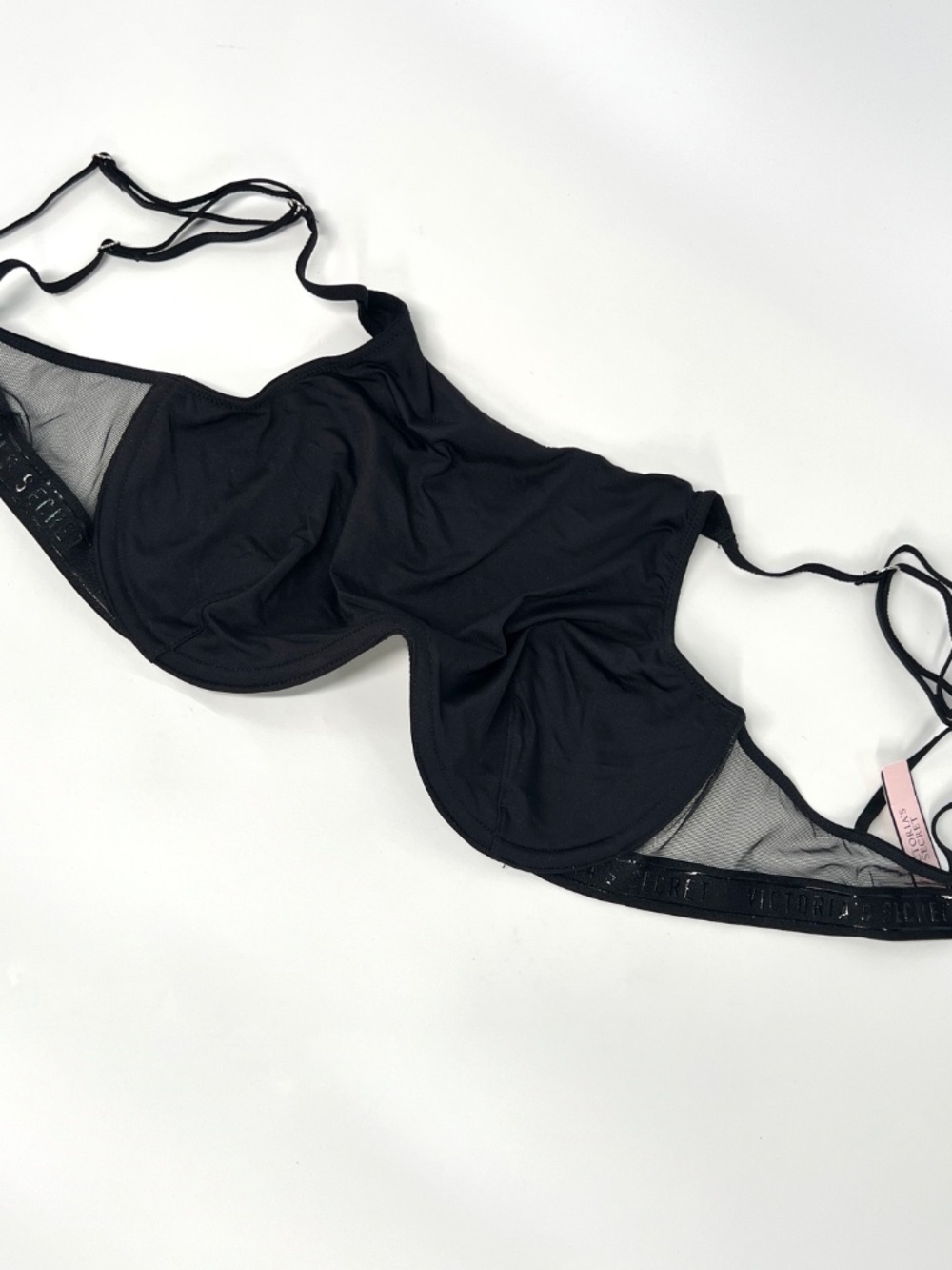 Victoria's Secret Sleek Black High Neck Wire Top Bra 32B NEW - Picture 14 of 16
